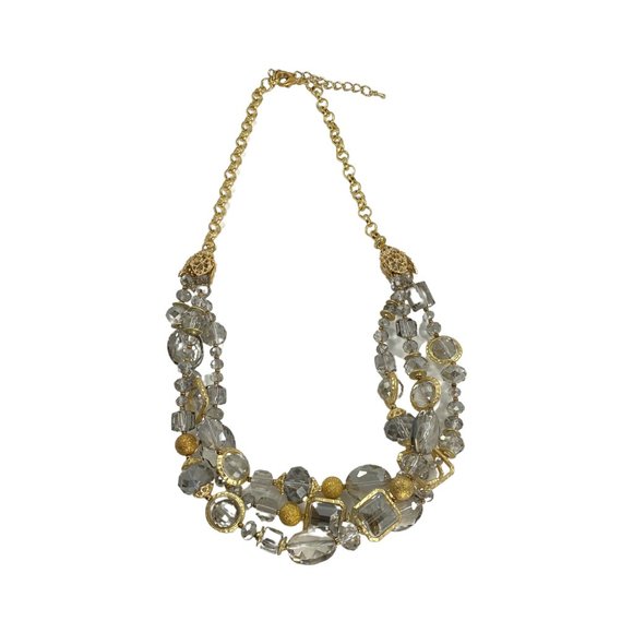 Statement Choker Necklace Layered Grey - Picture 5 of 6